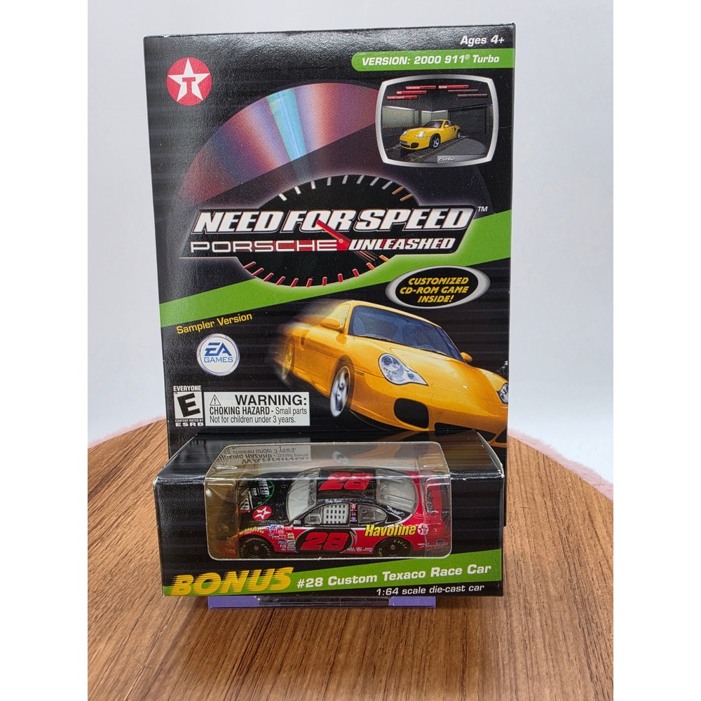 Texaco Need for Speed Porsche Unleashed PC Game & #28 Havoline Diecast 1:64 Car